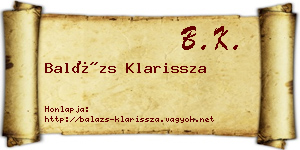 Balázs Klarissza névjegykártya